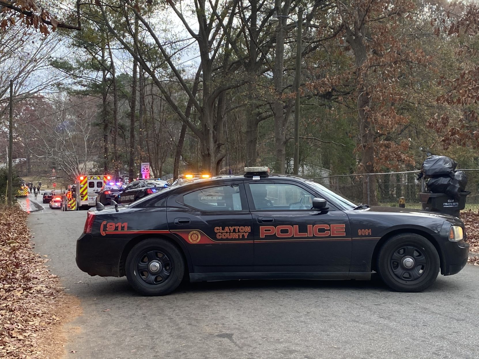 Large police, fire presence on Vinton Woods Dr., Forest Park for Brian Lane fire